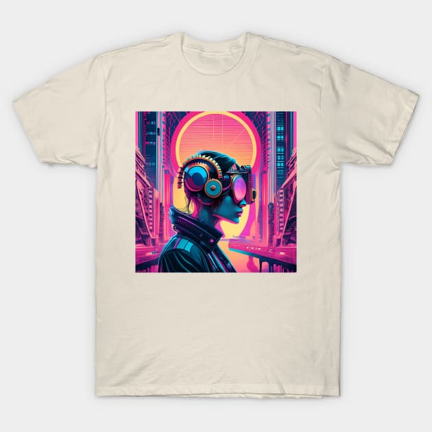 Steampunk synthwave art T-Shirt by IOANNISSKEVAS